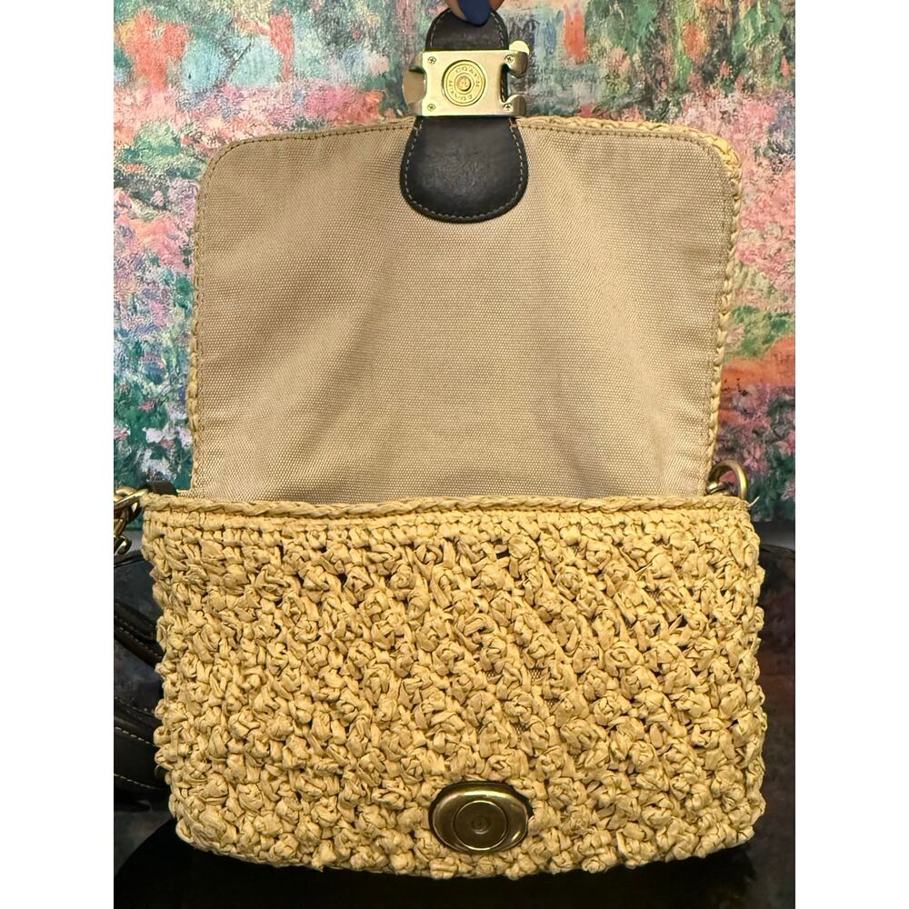EUC Coach CA032 Soft Tabby Bag In Natural Straw w/ Black Leather Trim - Picture 6 of 14